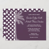 Invitation Pois pourpres d'aubergine; Palme d'été (Devant / Derrière)