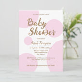 Invitation Pois rose Baby shower moderne chic (Debout devant)