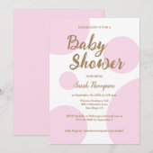 Invitation Pois rose Baby shower moderne chic (Devant / Derrière)
