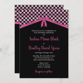 Invitation Pois rose et noir (Devant / Derrière)