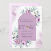 Invitation Pois Rose Lilac Aquarelle (Devant / Derrière)