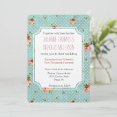 Invitation Pois rose  Mariage floral (Debout devant)