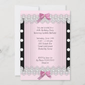 Invitation Pois rose noir haut talon fête d'anniversaire (Dos)