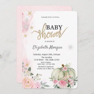Invitation Pois Roses citrouille, Baby shower de Snowflakes