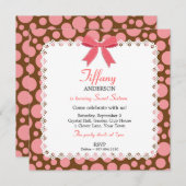 Invitation Pois roses et Brown avec dentelle douce 16 Anniver (Devant / Derrière)