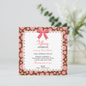 Invitation Pois roses et Brown avec dentelle douce 16 Anniver (Debout devant)