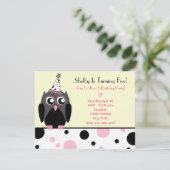 Invitation Pois roses et noires de la fête d'anniversaire de  (Debout devant)