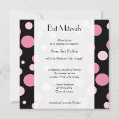 Invitation Pois roses, Motif Polka Dot, Bat mitzvah (Devant)