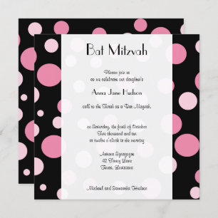 Invitation Pois roses, Motif Polka Dot, Bat mitzvah