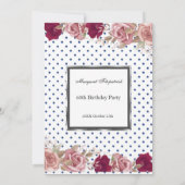 Invitation Pois Roses Roses Roses Roses Rose Anniversaire Bla (Dos)