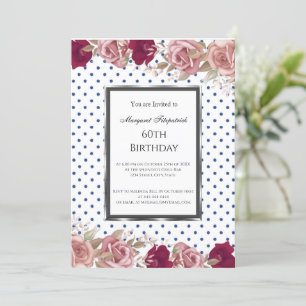 Invitation Pois Roses Roses Roses Roses Rose Anniversaire Bla