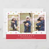 Invitation Pois rouges Funny Graduate 3 Photos Collage (Devant)