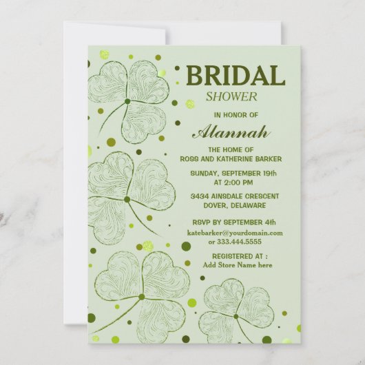 INVITATION POIS SHAMROCKS FÊTE DES MARIÉES 2 (Devant)