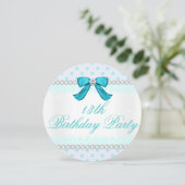 Invitation Pois turquoise, Filles 13e anniversaire (Debout devant)