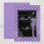 Invitation pois violette et noire (Devant / Derrière)