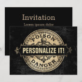 Invitation Poison personnalisé Vintage Style Étiquette Invita (Devant / Derrière)