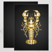 Invitation Poisson à langouste polygonale dorée sur noir (Devant / Derrière)