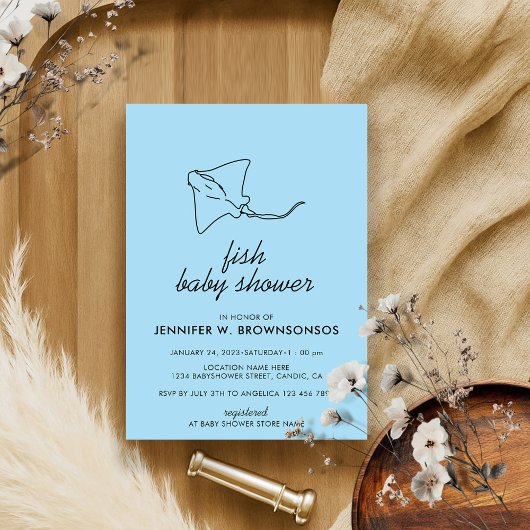 Invitation Poisson Célèbre Mignon Bleu
