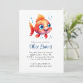 Invitation Poisson d'aquarelle sous le Baby shower marin (Debout devant)