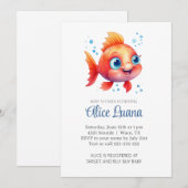 Invitation Poisson d'aquarelle sous le Baby shower marin (Devant / Derrière)