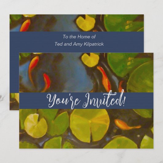 Invitation Poisson D'Or Koi Pond Water Lys (Devant / Derrière)