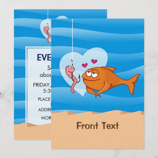 Invitation Poisson et appât en amour (Devant / Derrière)