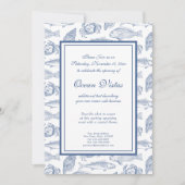 Invitation Poisson et crabe bleu et blanc Élégant événement c (Devant)