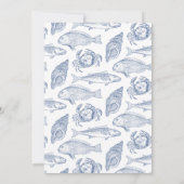 Invitation Poisson et crabe bleu et blanc Élégant événement c (Dos)