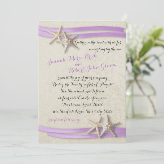 Invitation Poisson et ruban pourpre (Debout devant)