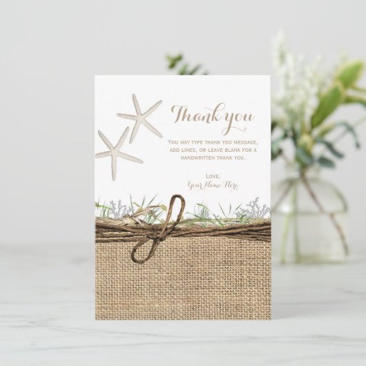 Invitation Poisson étoilé de la côte rustique Burlap Mariage (Debout devant)