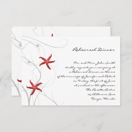 Invitation Poisson-étoile rouge avec répétition Mariage de co (Devant / Derrière)