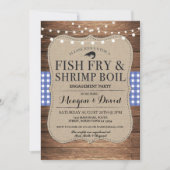 Invitation Poisson Fry Fiançailles Douche Bleue Crevette Boui (Devant)