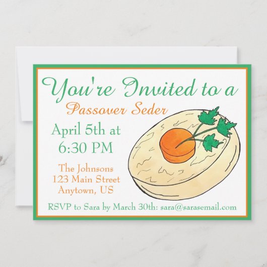 Invitation Poisson Gefilte Dîner juif du Shabbat Seder de Pâq (Devant)