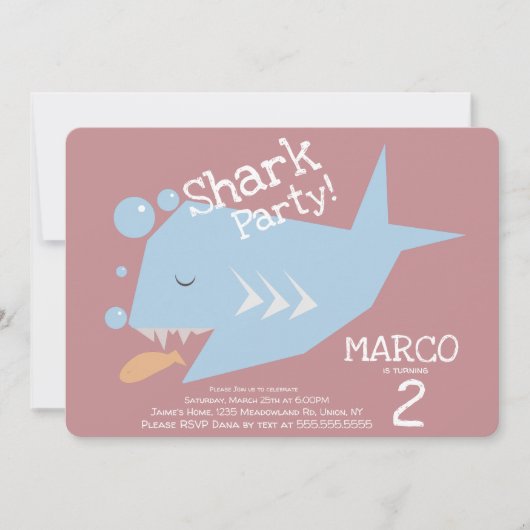 Invitation Poisson géométrique de requin mignon N'importe que (Devant)