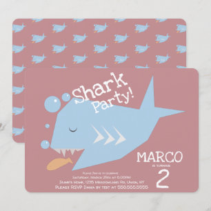 Invitation Poisson géométrique de requin mignon N'importe que