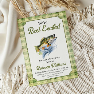 Invitation Poisson Gingham Excité Bébé Marin Fête Prénatale