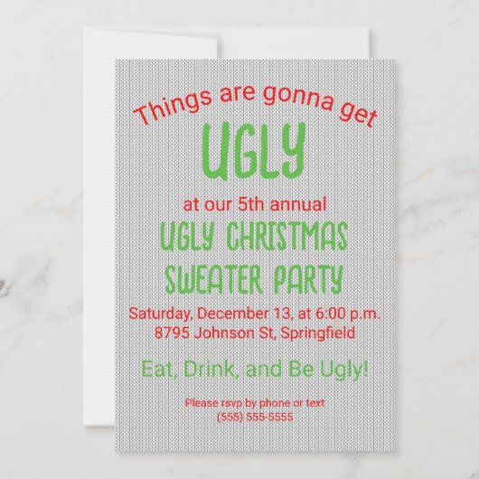 Invitation Poisson laide de Noël (Dos)