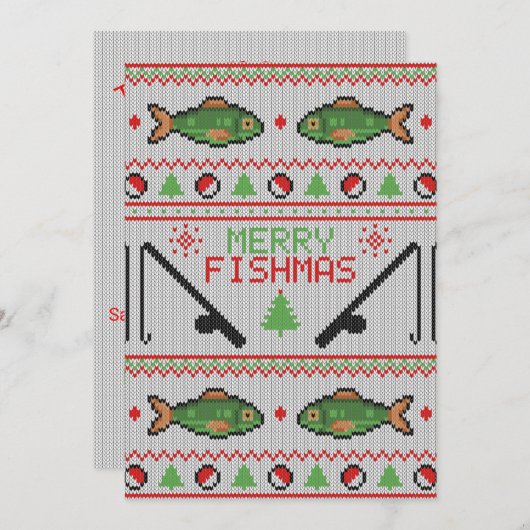 Invitation Poisson laide de Noël (Devant / Derrière)