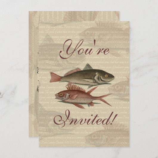 Invitation Poisson Perche rouge Art pêcheur (Devant / Derrière)