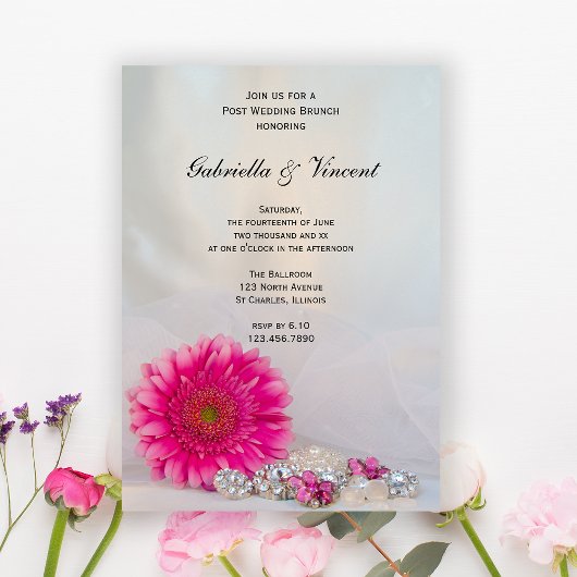 Invitation Poisson rose et boutons Mariage de la poste Brunch