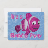 Invitation Poisson rose fête d'anniversaire (Devant)