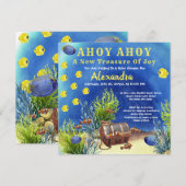 Invitation Poisson sous la mer, Baby shower trésor (Devant / Derrière)