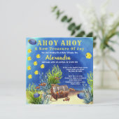 Invitation Poisson sous la mer, Baby shower trésor (Debout devant)