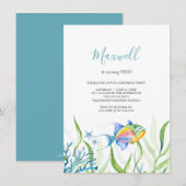 Invitation Poisson tropical 5e anniversaire aquarelle (Devant / Derrière)