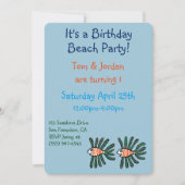 Invitation Poisson vert et orange Twin Fin (Devant)