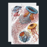 Invitation Poisson vintage par Ernst Haeckel, Discomedusae<br><div class="desc">Facile à personnaliser, il suffit de cliquer sur le bouton "personnaliser" et d'utiliser les outils de conception pour créer une invitation ou un faire-part unique. Illustration vintage conception biologique de la vie marine par Ernst Haeckel. Une variété d'animaux méduses colorés nageant dans les eaux de la mer. Les méduses sont...</div>