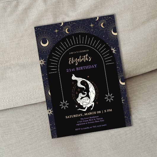 Invitation Poissons Mystiques Noirs Zodiac 21e anniversaire