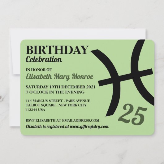 Invitation Poissons, Poisson, Signal Étoile Zodiaque, Anniver (Devant)