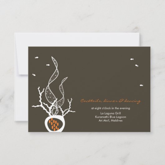 Invitation Poissons qui s'embrassent Coraux Plage Mariage fan (Devant)