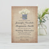 Invitation Poissons Rustiques Double Coeur Burlap Mariage Inv (Debout devant)